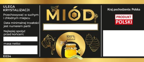 Etykiety na miód uniwersalne czarne opakowanie 100 szt Etykiety na miód uniwersalne czarne opakowanie 100 szt