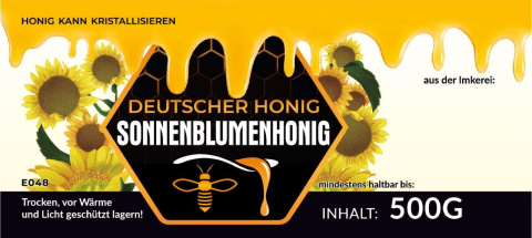 Etykiety niemieckojęzyczne na miód słonecznikowy Sonnenblumenhonig 100 szt Etykiety niemieckojęzyczne na miód słonecznikowy Sonnenblumenhonig 100 szt